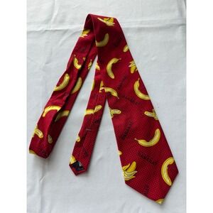 Joe Boxer Novelty Necktie Banana Print 100% Italian Cotton‎ Red